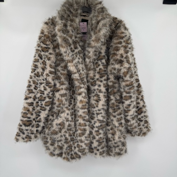Wild Fable Faux Fur Brown & Cream Leopard Cozy Teddy Jacket Size XL - Picture 2 of 6